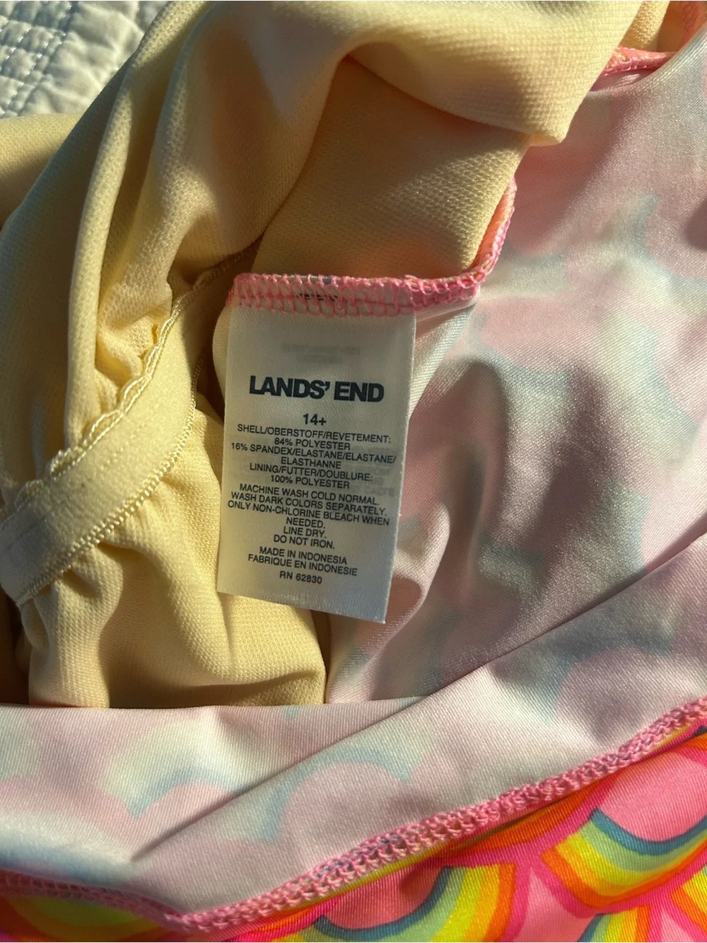 Lands' End Girls' Rainbow Halter Tankini Top - Pink Multi